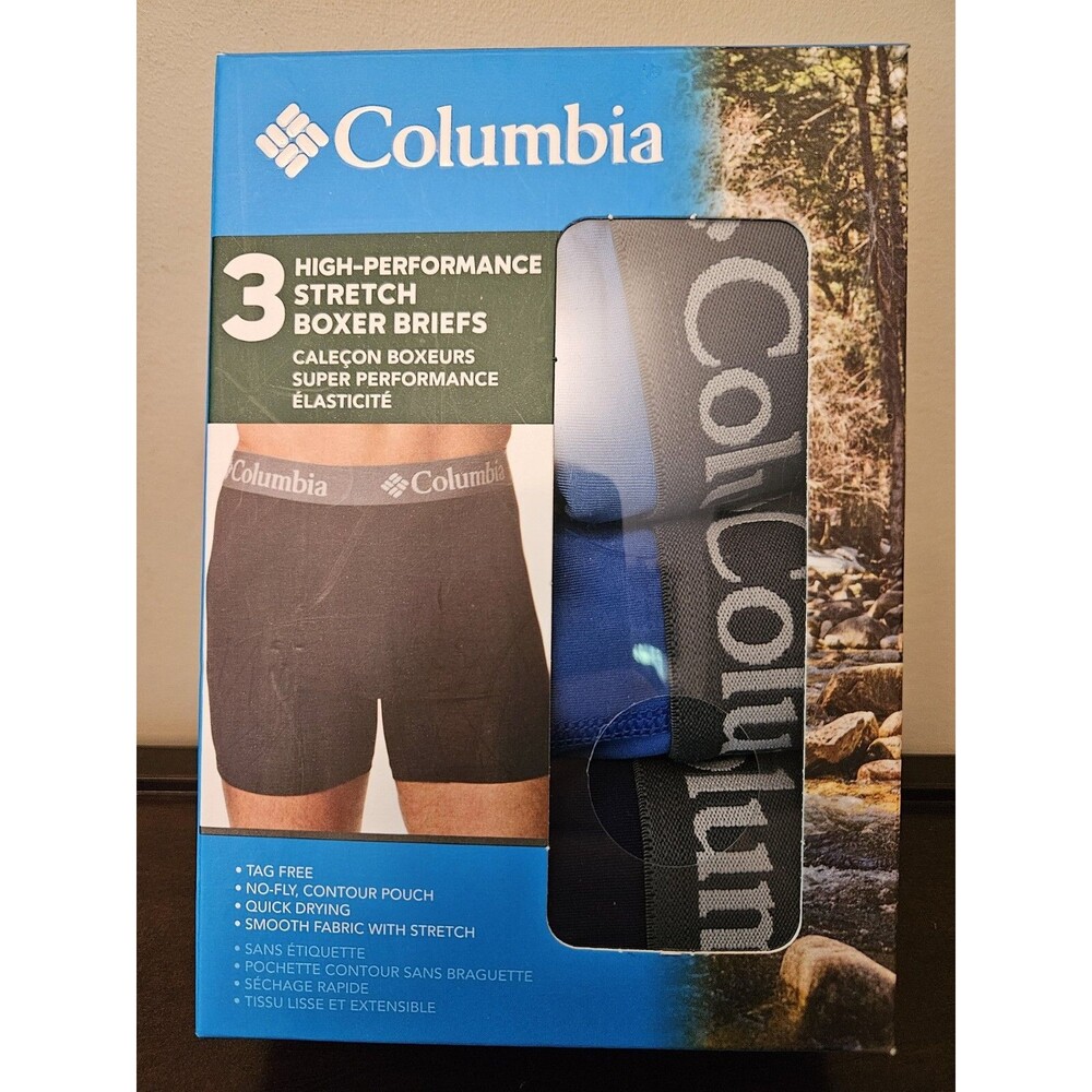 3-PACK Columbia High Performance Stretch Boxer Briefs Underwear Men's Size S